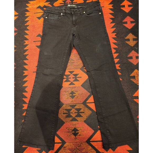 Sneak Peek Women's Black Flared Jeans Size 15/16 Mid-Rise Stretch Denim With Poc - Picture 1 of 13
